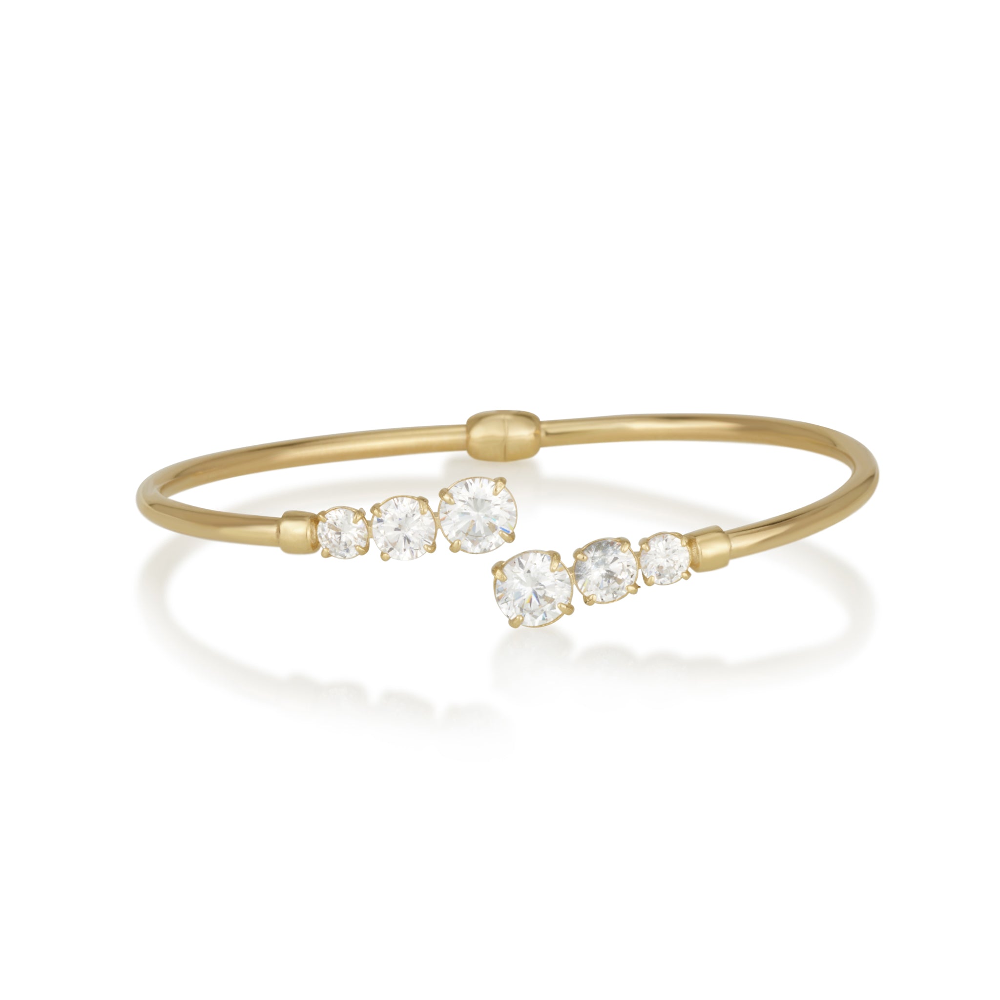 Sparkling yellow gold hard bracelet - Zircon stones – livni