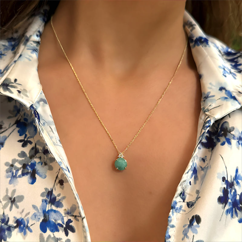 Patrizia Round Necklace - Natural Emerald
