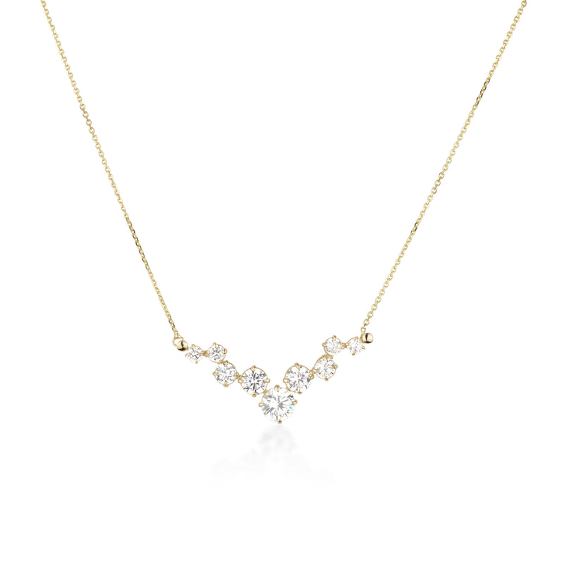 Sparkling yellow gold necklace - Nine zircon stones