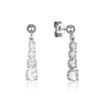 Sparkling white gold earrings - Four zircon stones