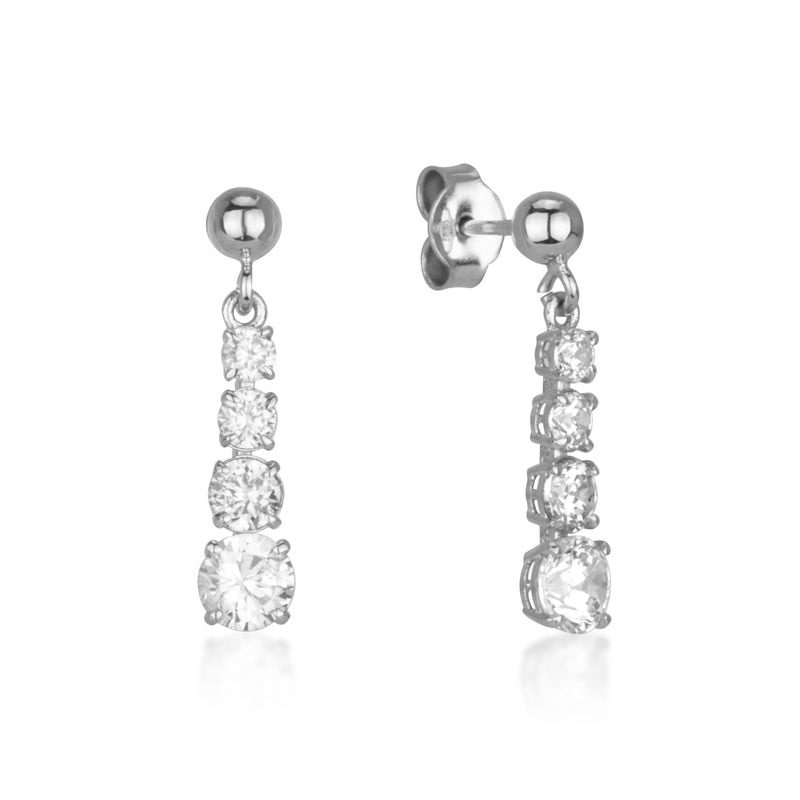 Sparkling white gold earrings - Four zircon stones