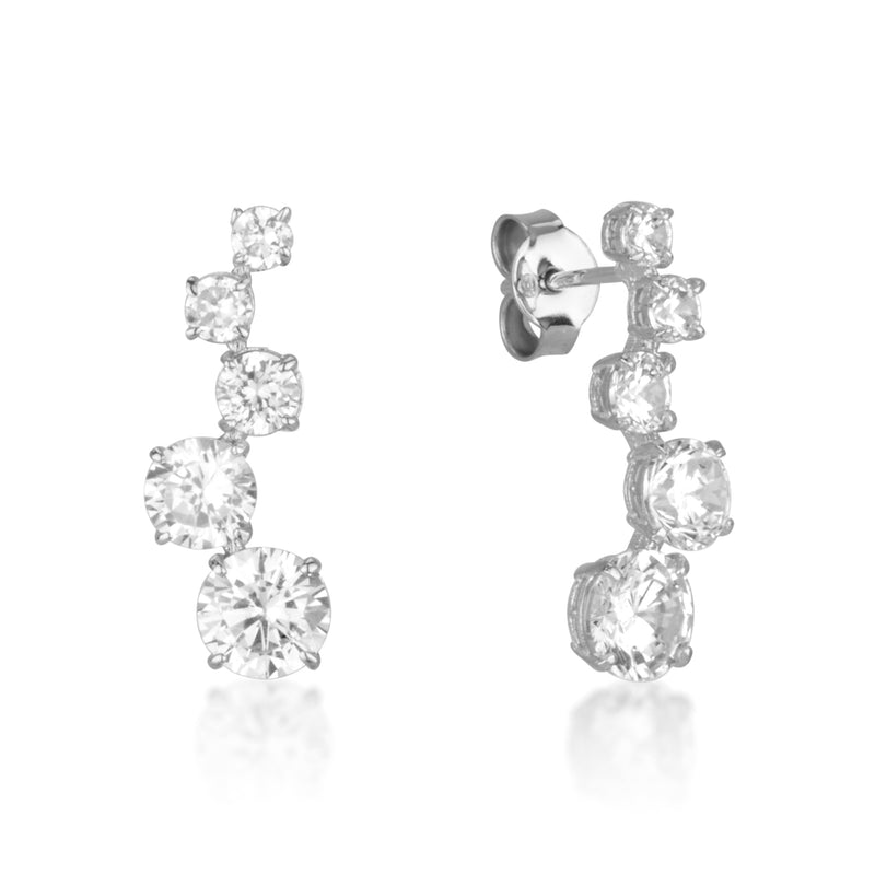 Sparkling white gold necklace - Five zircon stones