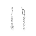 Sparkling white gold earrings - Five zircon stones