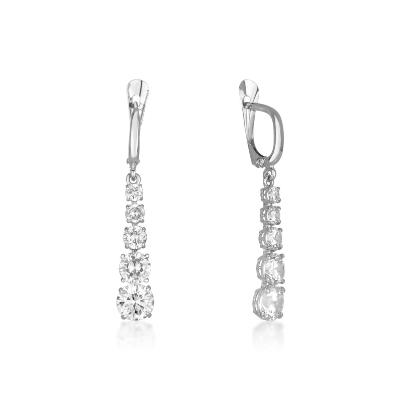 Sparkling white gold earrings - Five zircon stones