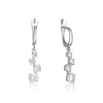 Sparkling white gold earrings - Four zircon stones
