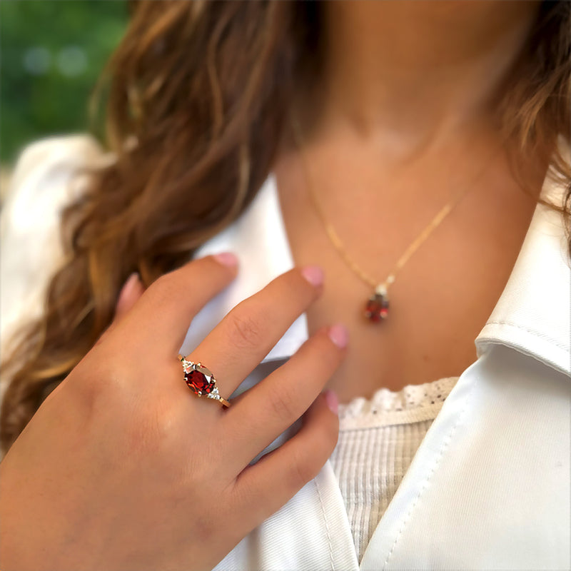 Patrizia Oval  Ring - Garnet C.z.