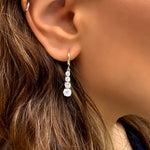 Sparkling yellow gold earrings - Four zircon stones