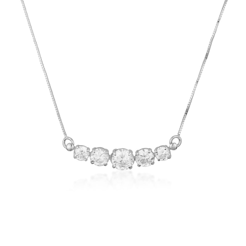 Sparkling white gold necklace - Five zircon stones