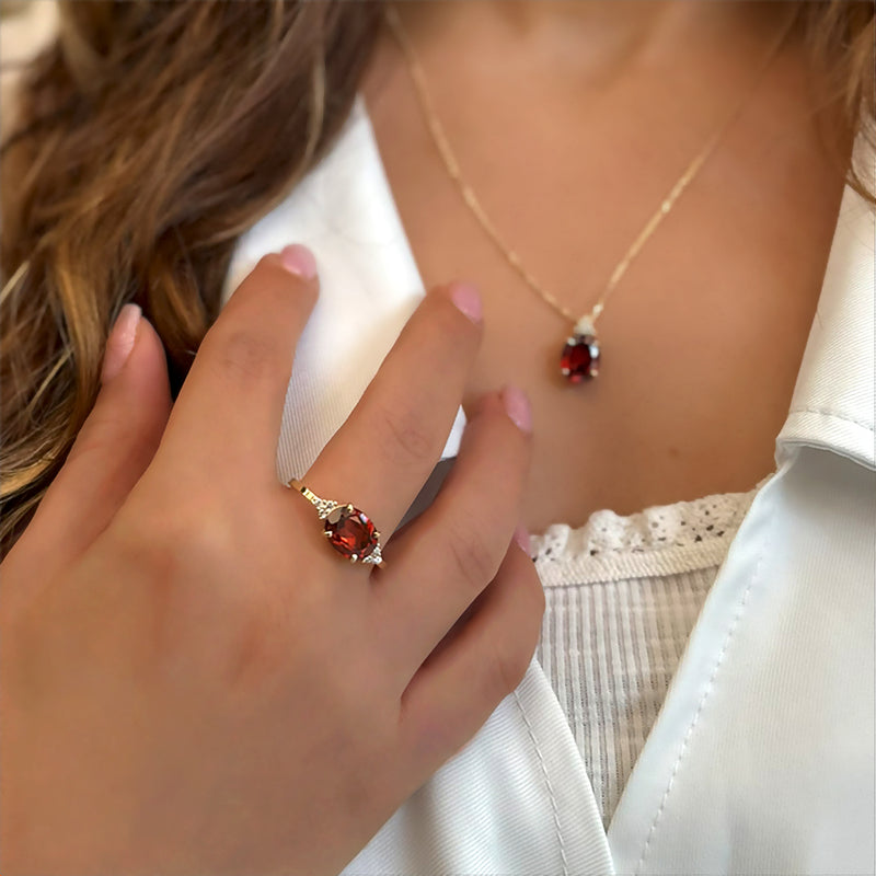 Patrizia Oval  Ring - Garnet C.z.