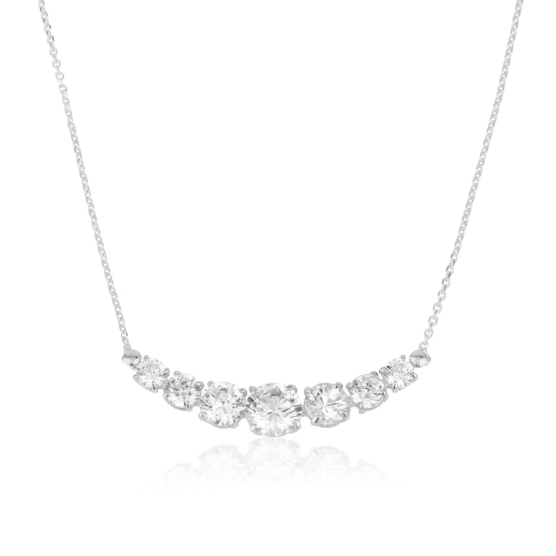 Sparkling white gold necklace - Seven zircon stones