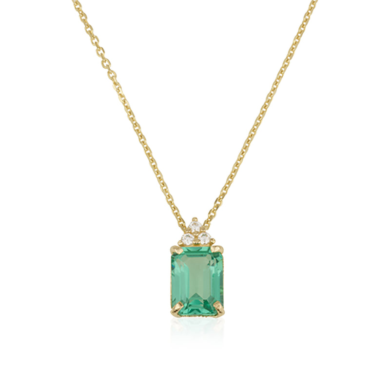 Patrizia Rectangle Necklace - Light Emerald Spinel