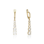 Sparkling yellow gold earrings - Five zircon stones