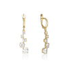 Sparkling yellow gold earrings - Five zircon stones