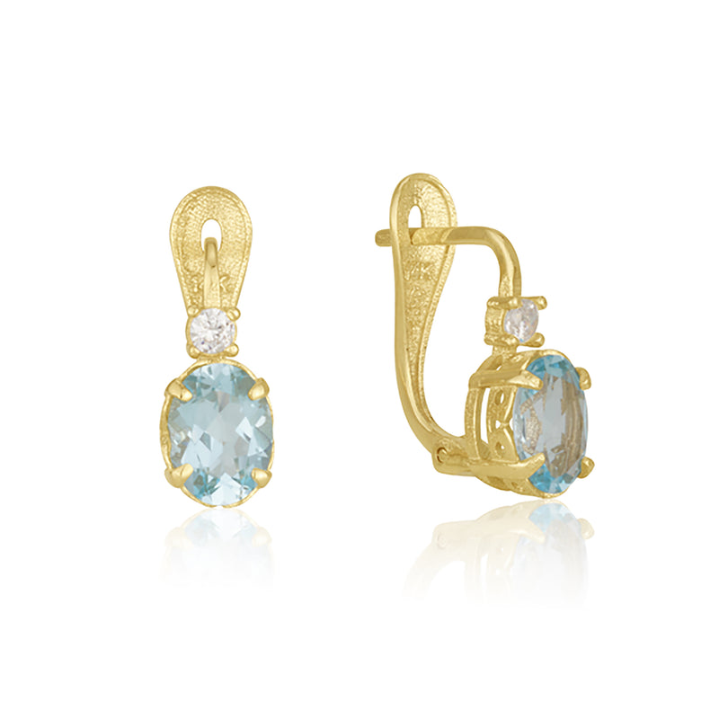 Oval Earrings  - Blue Topaz