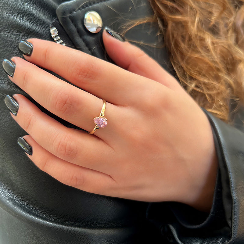 Drop Ring - Pink Spinel