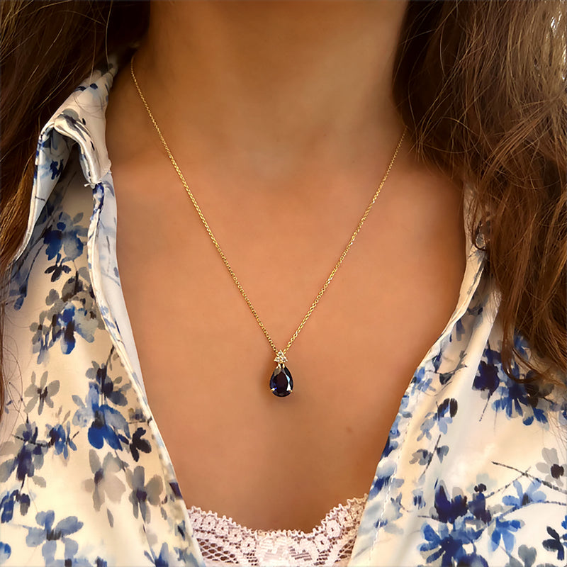 Patrizia Drop Necklace Sapphire Spinel – livni-jewelry