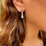 Sparkling white gold earrings - Four zircon stones