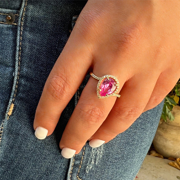 Vitalia - Drop Ring Pink spinel