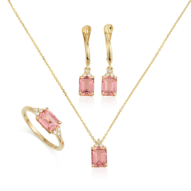 Patrizia Rectangle Necklace - Morganite Spinel