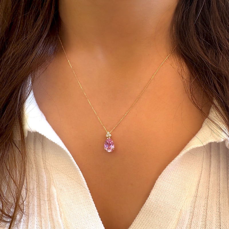 Patrizia Drop Necklace - Pink Spinel