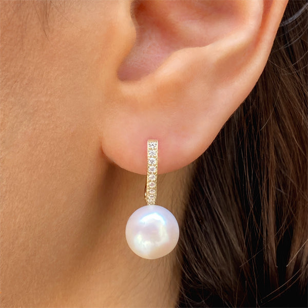 Pearl Earrings - zircons