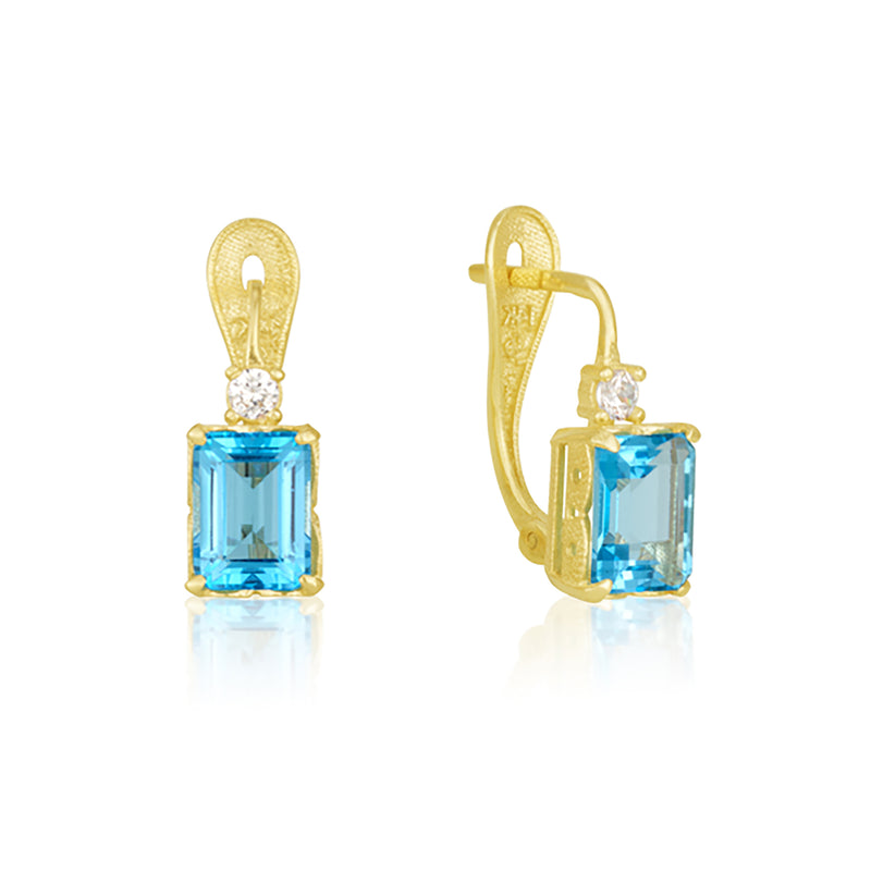 Rectangle Earrings  - Blue Topaz