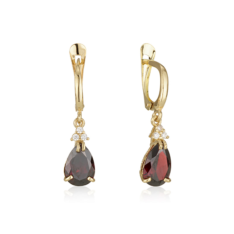 Patrizia Drop Earrings - Garnet C.z.