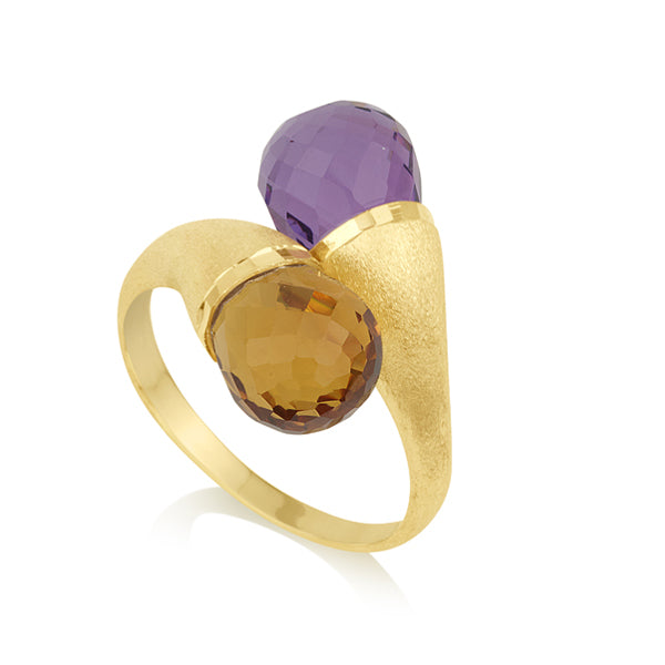 Anata - Ring Stalactite  Citrine and Amethyst