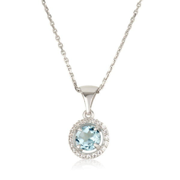 Vitalia Necklace - White Gold, Blue Topaz