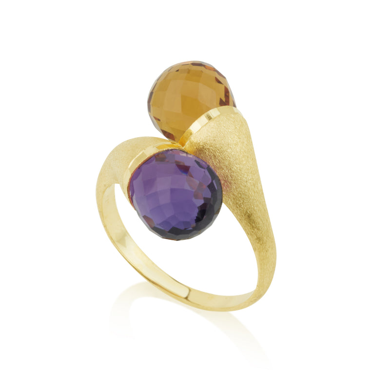 Anata - Ring Stalactite  Citrine and Amethyst