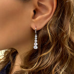 Sparkling white gold earrings - Five zircon stones