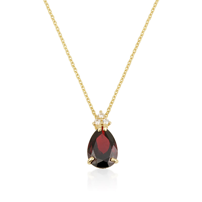 Patrizia Drop Necklace - Garnet C.z.