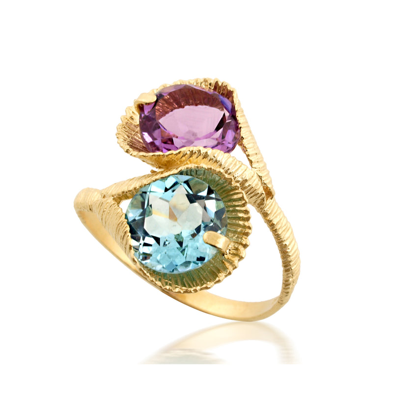 Jolanda Ring -  Blue Topaz and Amethyst