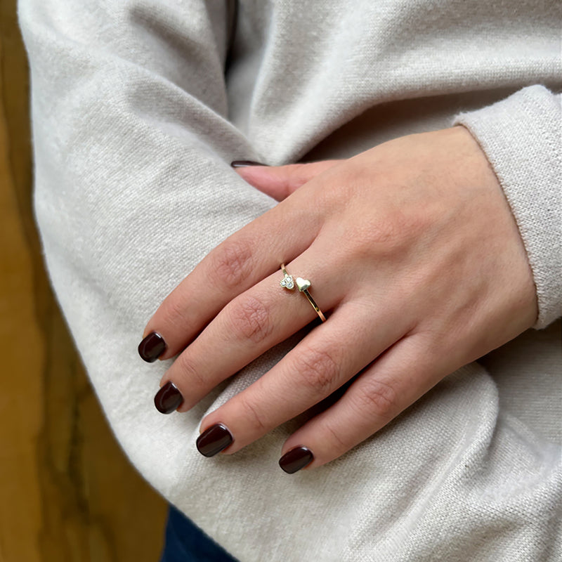 Ring - Heart with diamonds