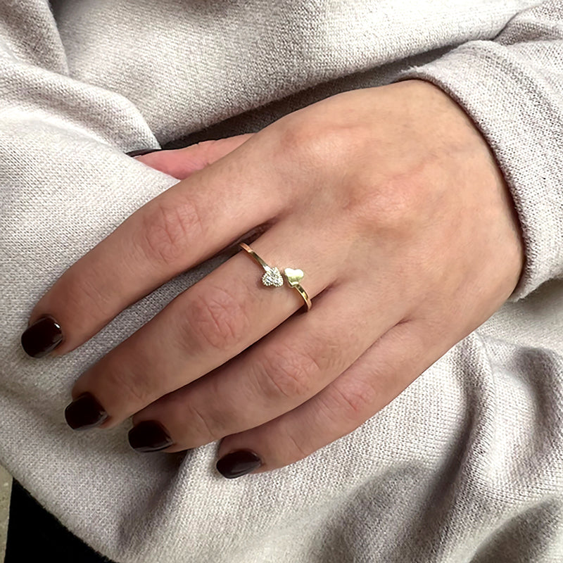 Ring - Heart with diamonds