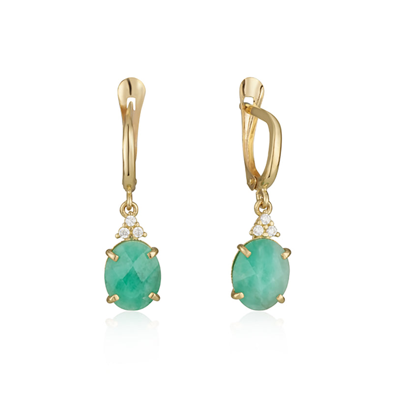 Patrizia Oval  Earrings - Natural Emerald