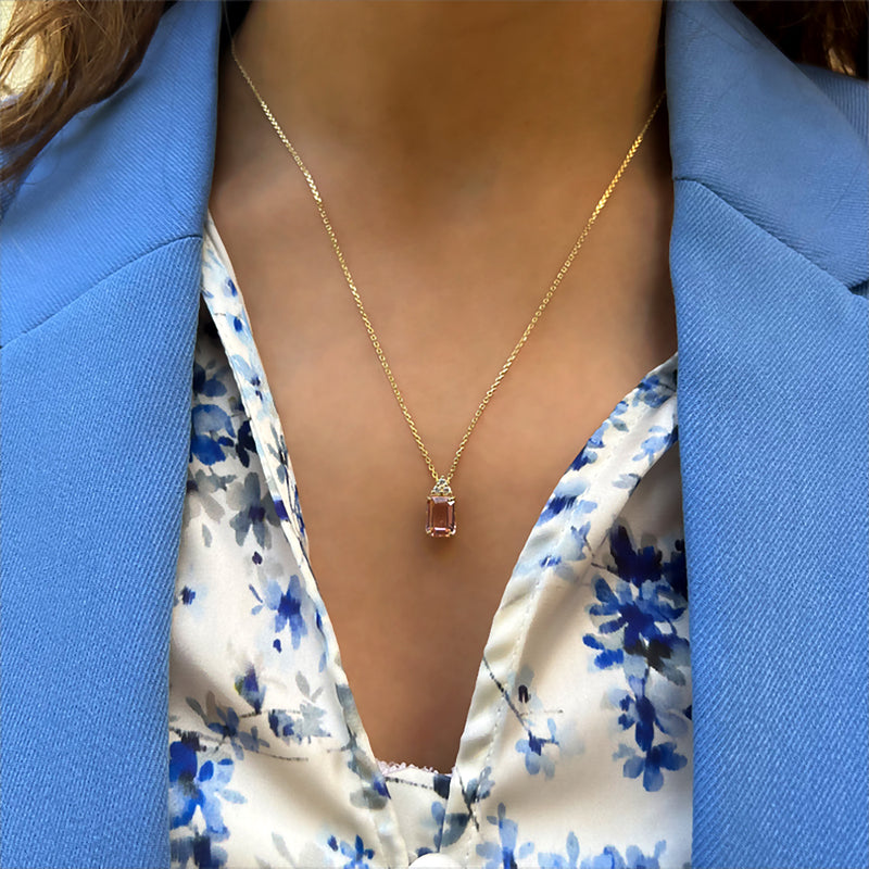 Patrizia Rectangle Necklace - Morganite Spinel