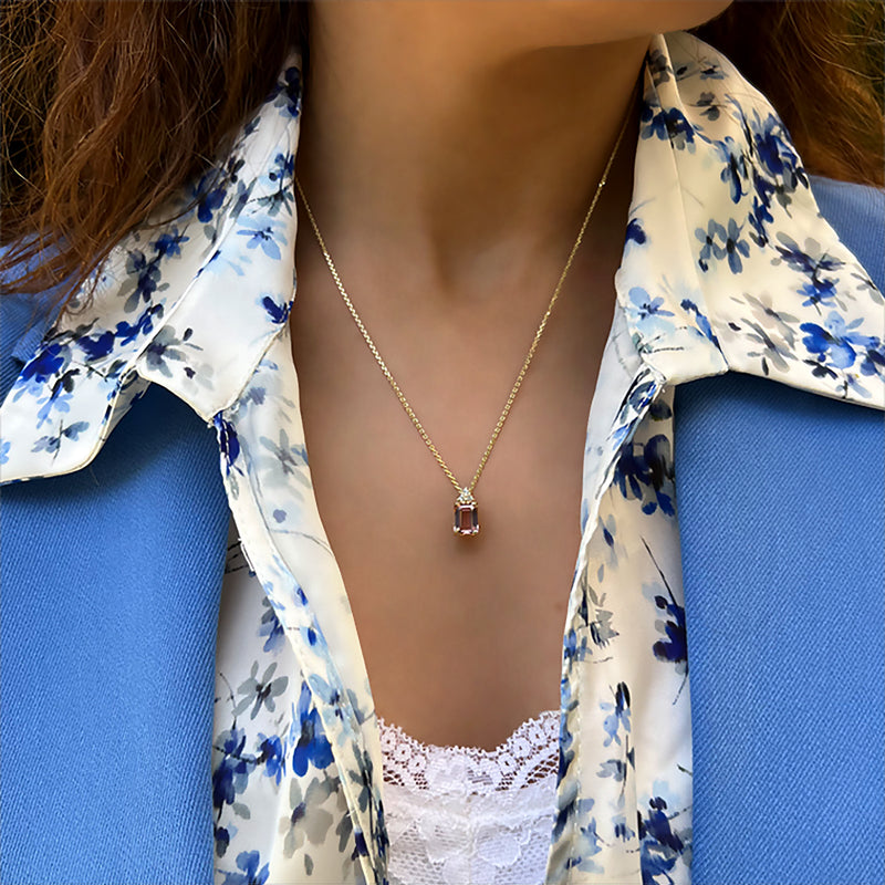 Patrizia Rectangle Necklace - Morganite Spinel