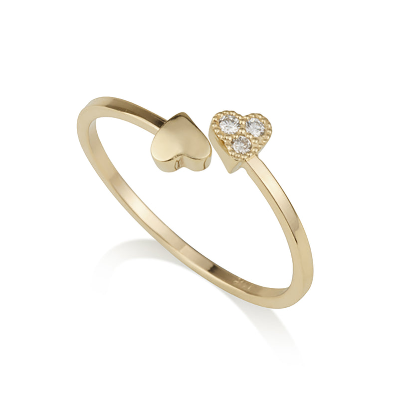 Ring - Heart yellow diamonds