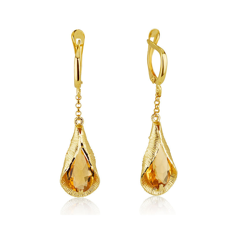 Jolanda Long Earrings - Citrine