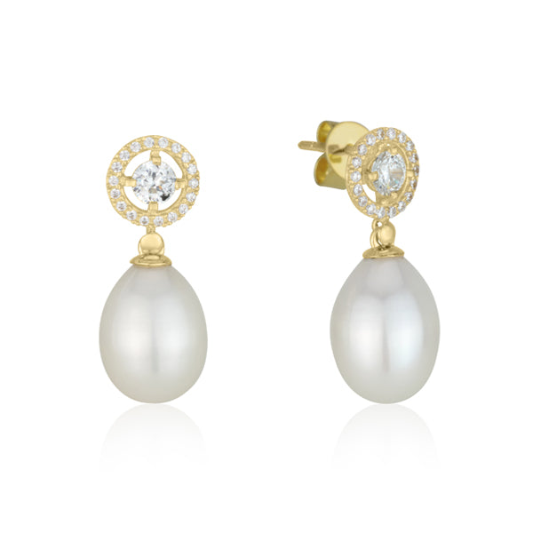 Pearl Earrings - zircons