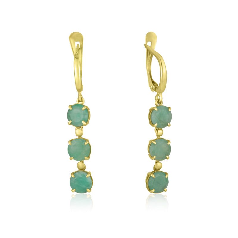 Amadora Long Earrings - Natural Emerald