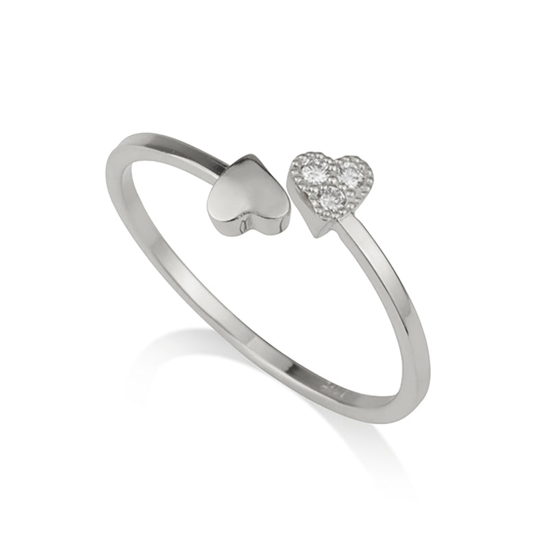 Ring - Heart with diamonds
