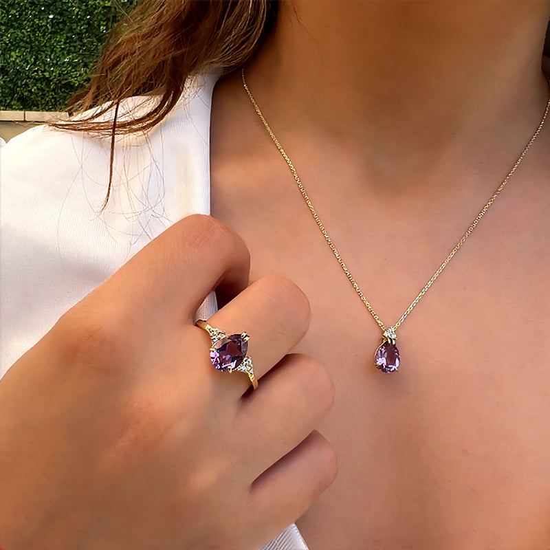 Patrizia Drop Ring - Amethyst
