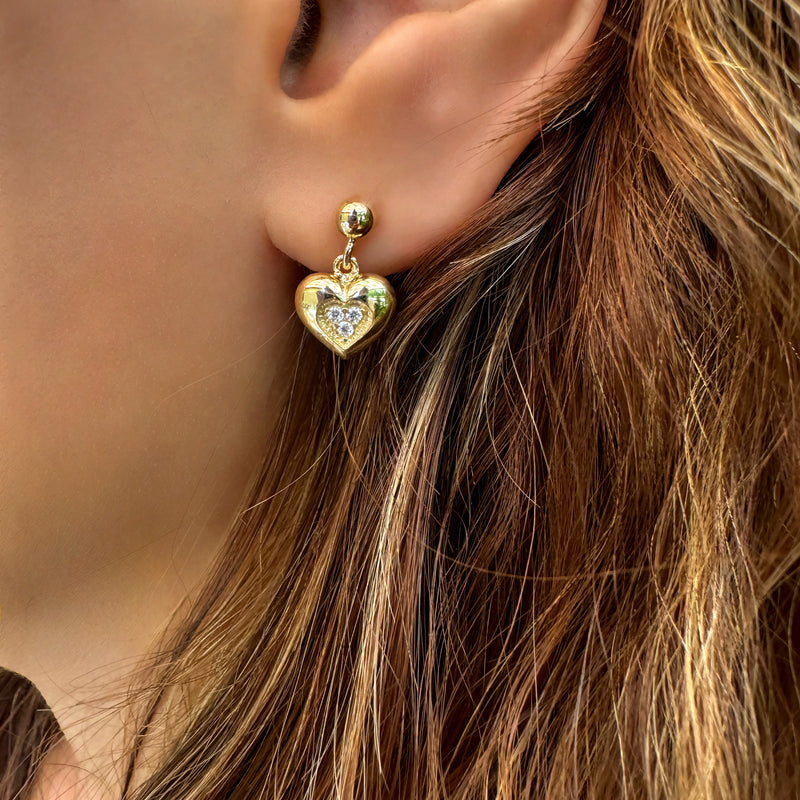 Earrings - Heart with zircons