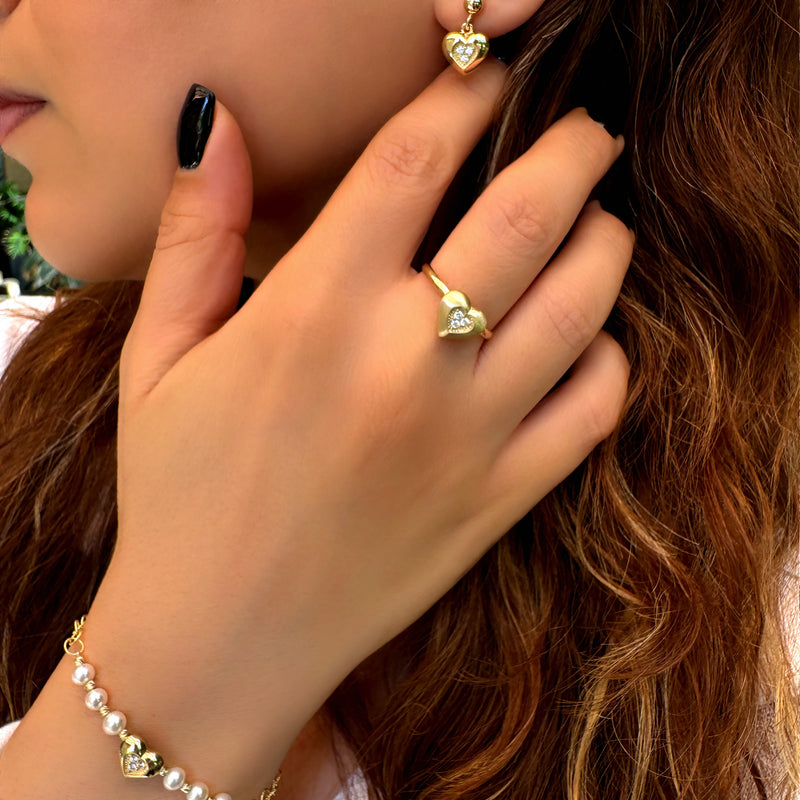 Earrings - Heart with zircons