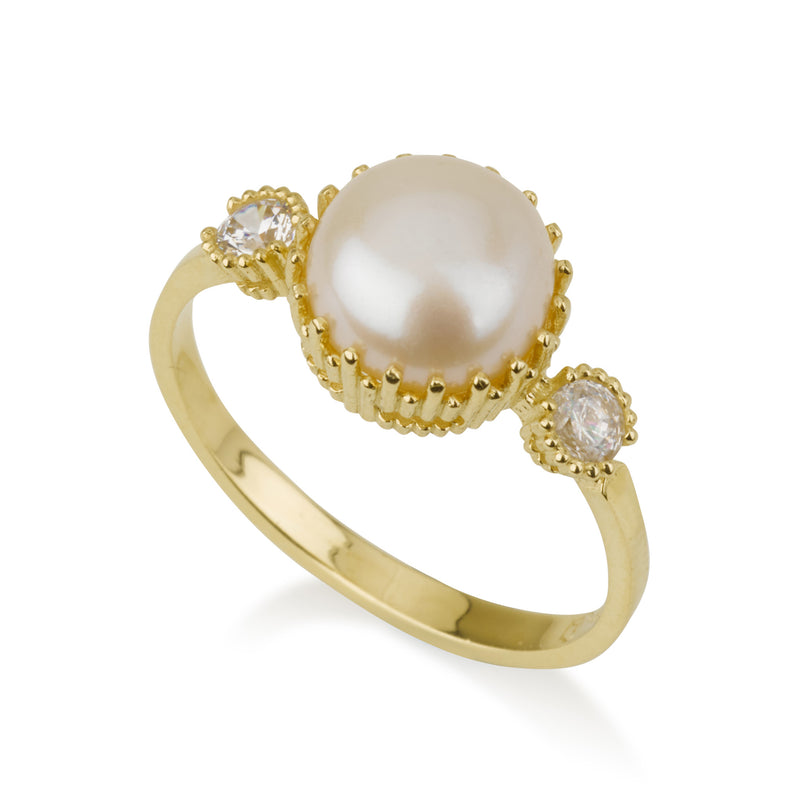Bellissa - Pearl Ring with zircon