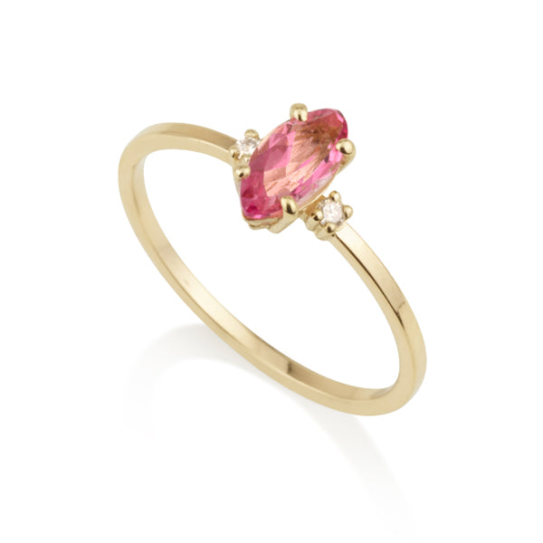 Diamond Marquise Ring - Pink Topaz
