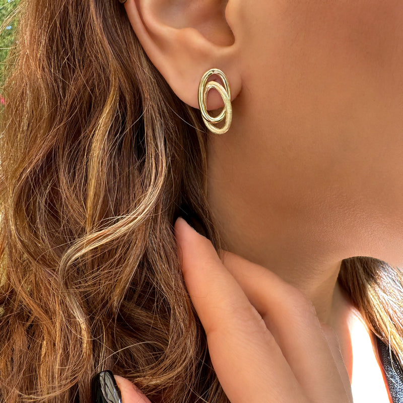 Earrings - Oval Cross Studs