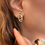 Earrings - Oval Cross Studs
